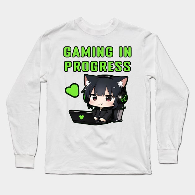 Gamer Neko - Gaming in Progress Long Sleeve T-Shirt by PorinArt